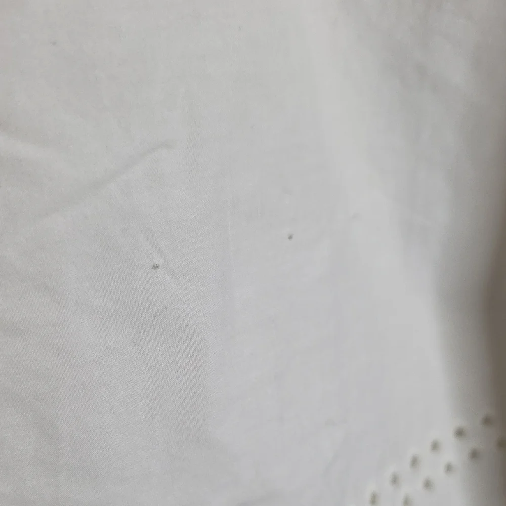 Madewell White Cotton Eyelet Embroidery Camp Shirt Shrunken Fit Scallop Hem XS - Picture 10 of 11